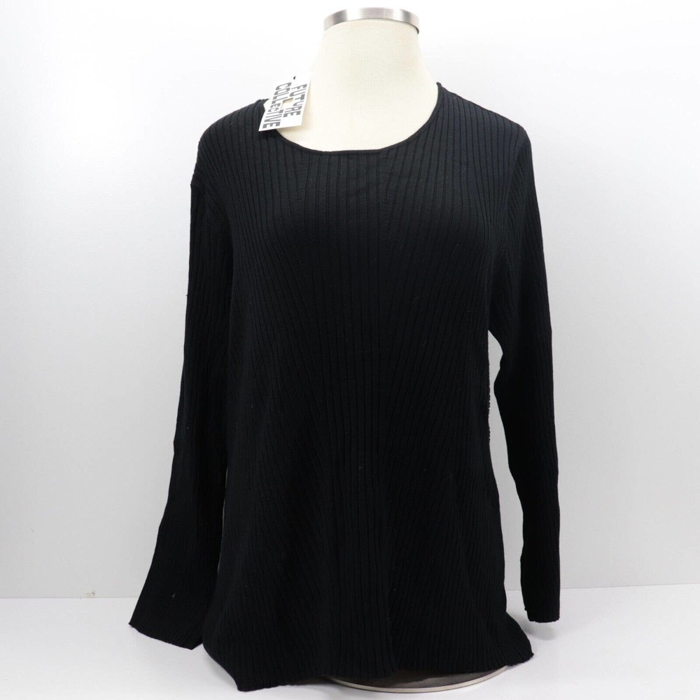 Future Collective Kahlana Barfield Brown 3X Black Slouchy Cardigan